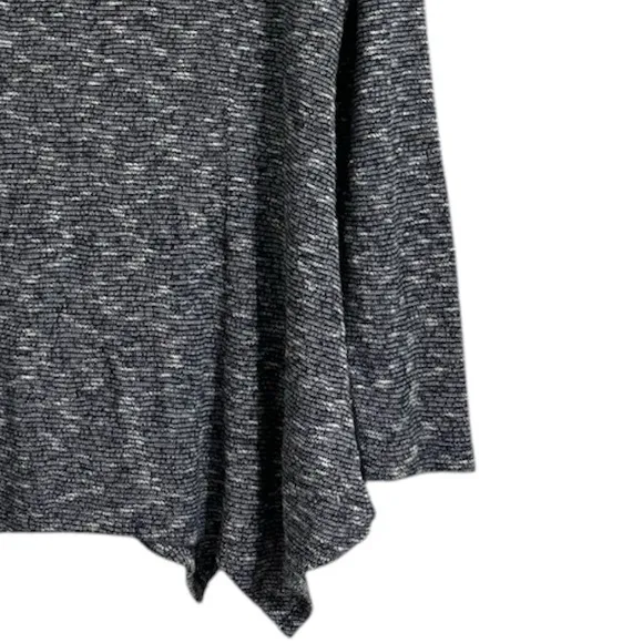 Cowl Neck Tweed Sweater Bouclé Knit Tunic Navy Blue Black Gray White Size Large