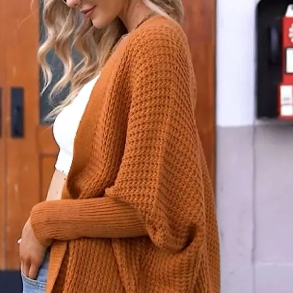 Cozy Batwing Sleeve Knit Open Front Cardigan
