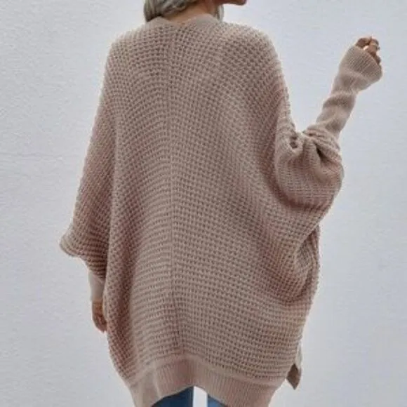 Cozy Batwing Sleeve Knit Open Front Cardigan