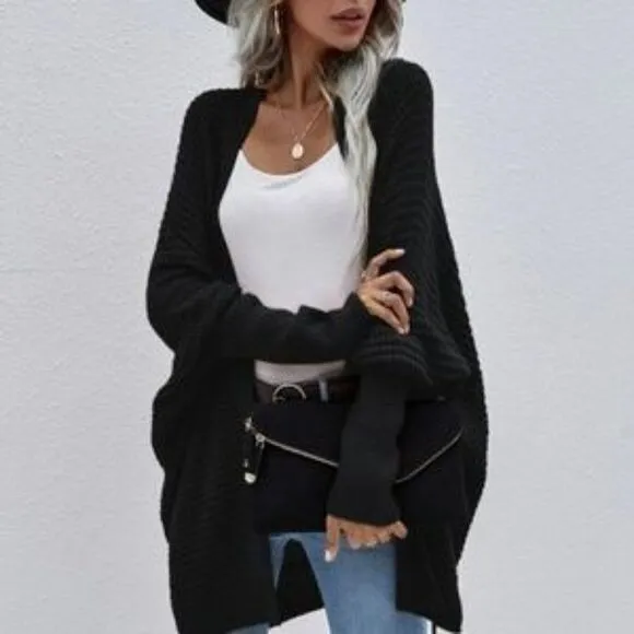 Cozy Batwing Sleeve Knit Open Front Cardigan