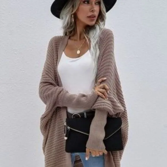 Cozy Batwing Sleeve Knit Open Front Cardigan