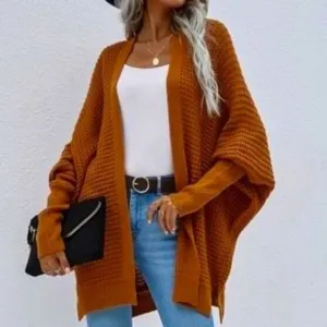 Cozy Batwing Sleeve Knit Open Front Cardigan