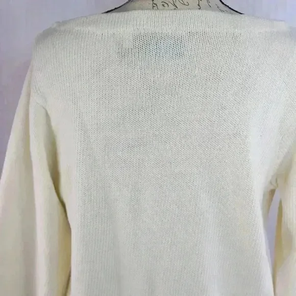 Crazy Horse/Liz Claiborne Size L 3/4 sleeve cropped blue white sailboat sweater