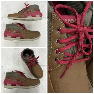 CROCS Beach Line Boat Chukka in Hazelnut / Brick Red Size 10