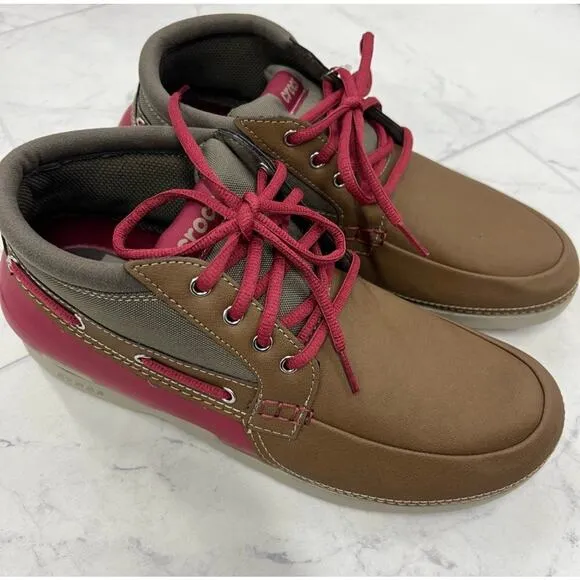 CROCS Beach Line Boat Chukka in Hazelnut / Brick Red Size 10