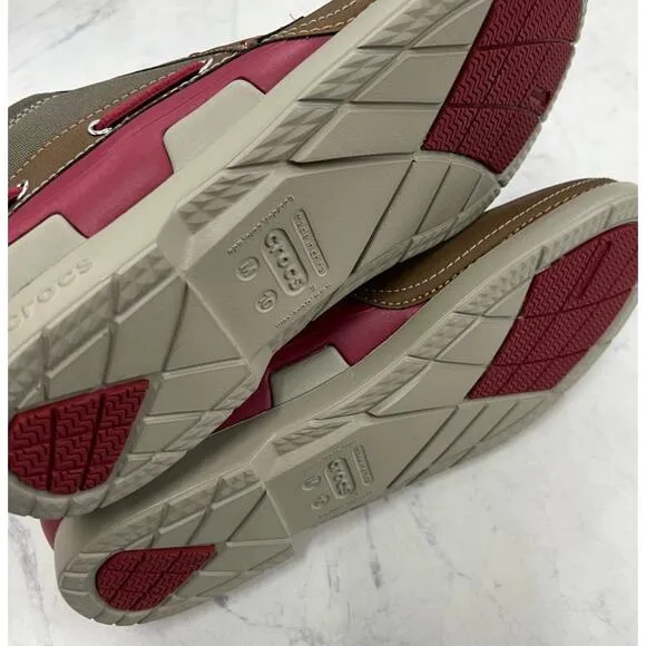 CROCS Beach Line Boat Chukka in Hazelnut / Brick Red Size 10
