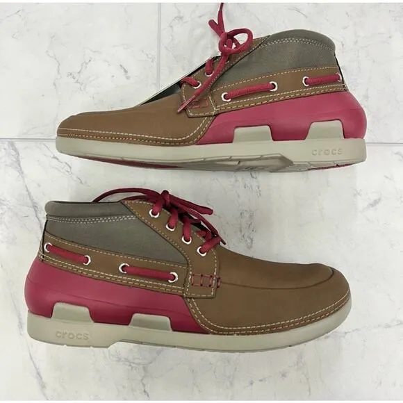 CROCS Beach Line Boat Chukka in Hazelnut / Brick Red Size 10
