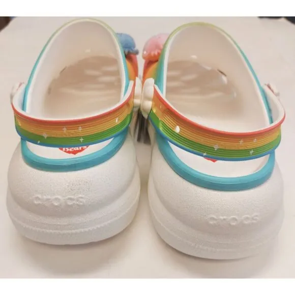 CROCS Care Bears Crush Slip On Clogs Mens Size 11 Womens 13 Shoes Rainbow White