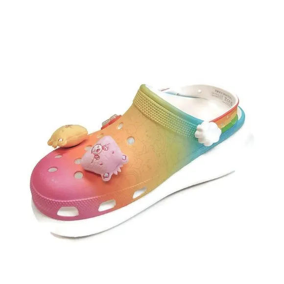 CROCS Care Bears Crush Slip On Clogs Mens Size 11 Womens 13 Shoes Rainbow White