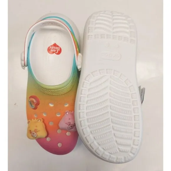 CROCS Care Bears Crush Slip On Clogs Mens Size 11 Womens 13 Shoes Rainbow White