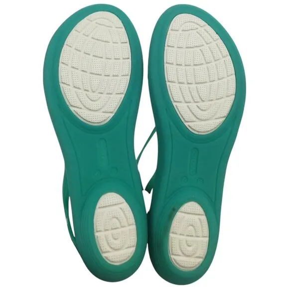 Crocs Isabella Island Green Pastel Flat Jelly Shoes Sandals Size 11 Iconic