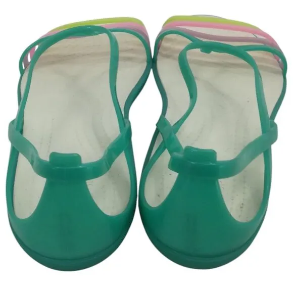 Crocs Isabella Island Green Pastel Flat Jelly Shoes Sandals Size 11 Iconic