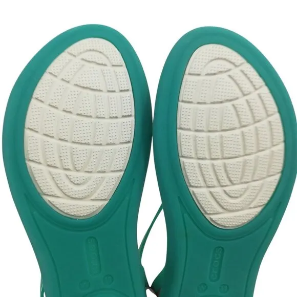 Crocs Isabella Island Green Pastel Flat Jelly Shoes Sandals Size 11 Iconic