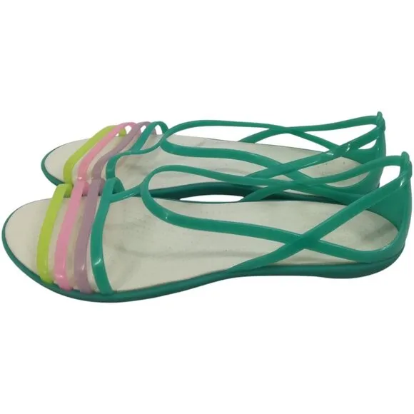 Crocs Isabella Island Green Pastel Flat Jelly Shoes Sandals Size 11 Iconic