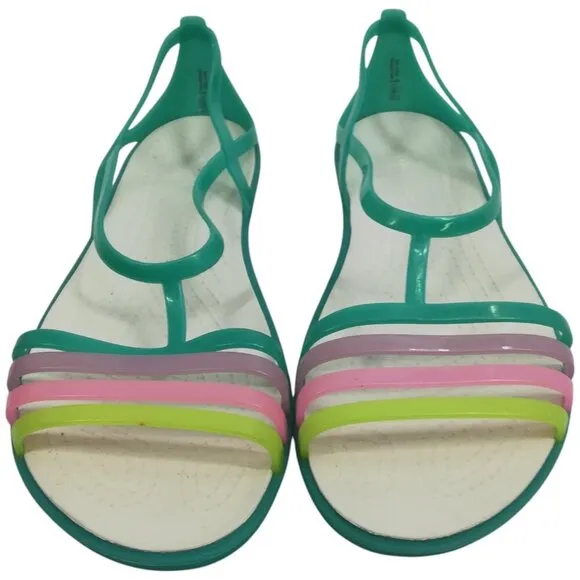 Crocs Isabella Island Green Pastel Flat Jelly Shoes Sandals Size 11 Iconic