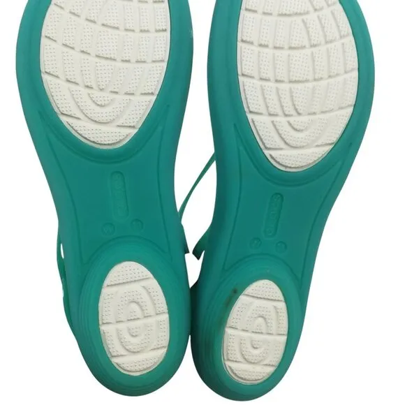 Crocs Isabella Island Green Pastel Flat Jelly Shoes Sandals Size 11 Iconic