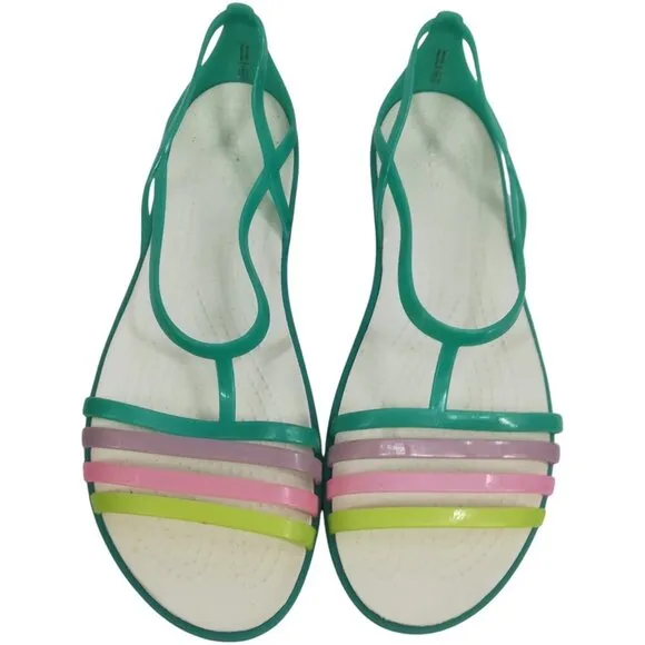 Crocs Isabella Island Green Pastel Flat Jelly Shoes Sandals Size 11 Iconic