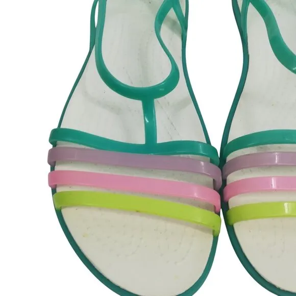 Crocs Isabella Island Green Pastel Flat Jelly Shoes Sandals Size 11 Iconic