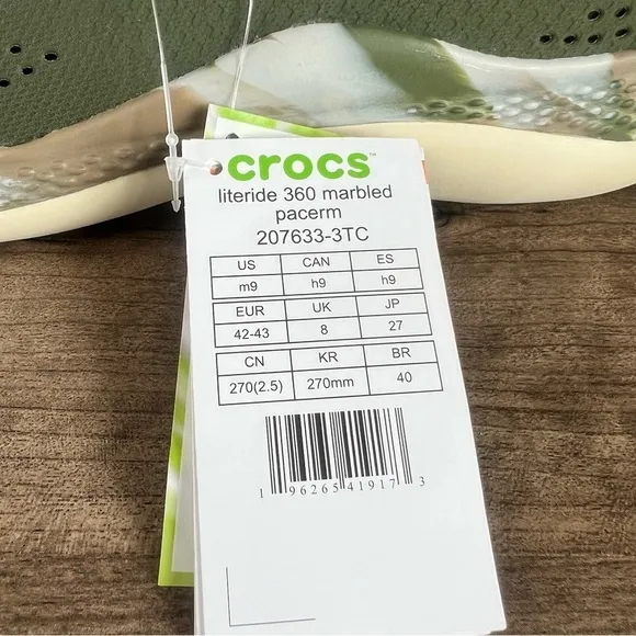 Crocs LiteRide 360 Marbled Pacerm Men's Shoe Size 9 SKU#241008