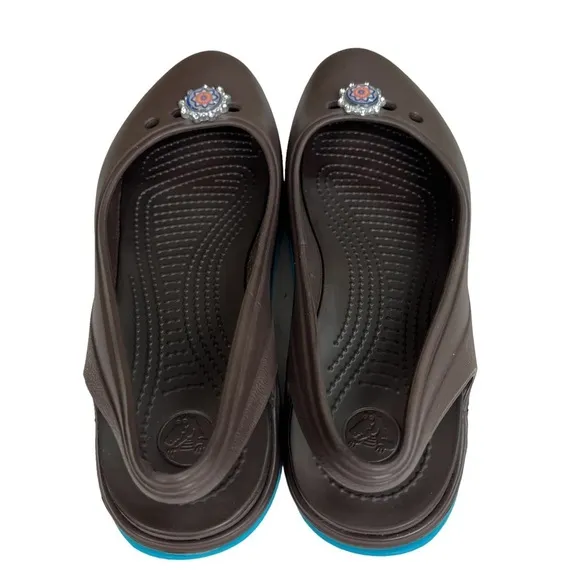 Crocs Tone Skylar Slingback Flats Brown/Blue Womens Size‎ 9