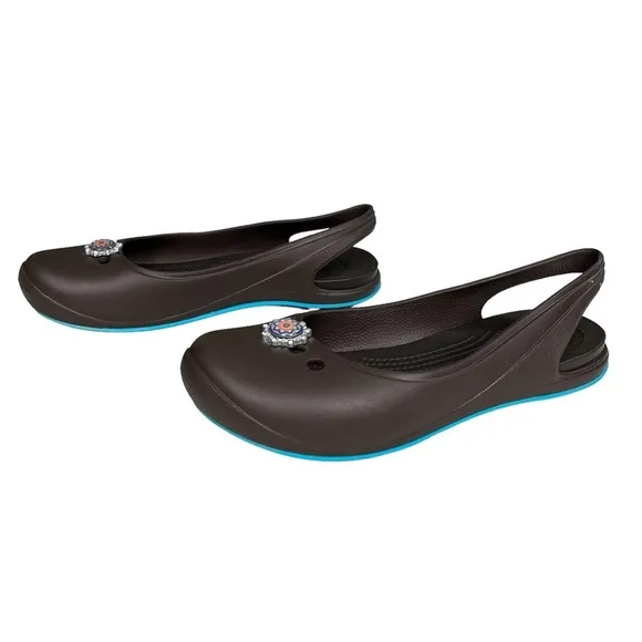 Crocs Tone Skylar Slingback Flats Brown/Blue Womens Size‎ 9