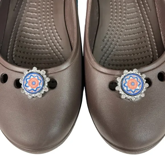 Crocs Tone Skylar Slingback Flats Brown/Blue Womens Size‎ 9