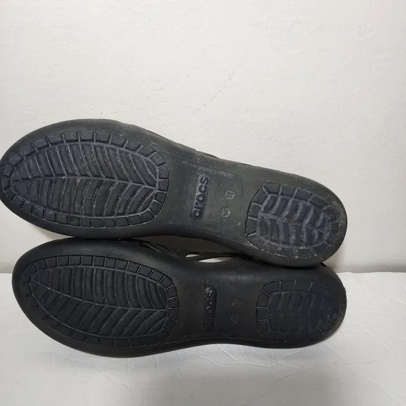 Crocs Women’s Adrina III Jelly Sz 11 Olive Peep Toe Slip On Flat Comfort Shoes