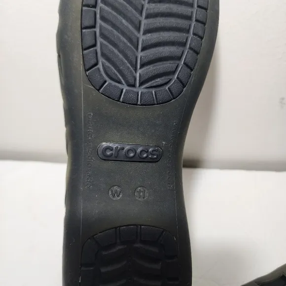 Crocs Women’s Adrina III Jelly Sz 11 Olive Peep Toe Slip On Flat Comfort Shoes