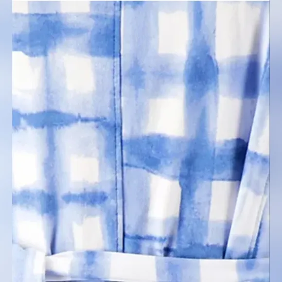 Cuddl Duds Blue Gingham Flexwear Paneled Maxi Dress