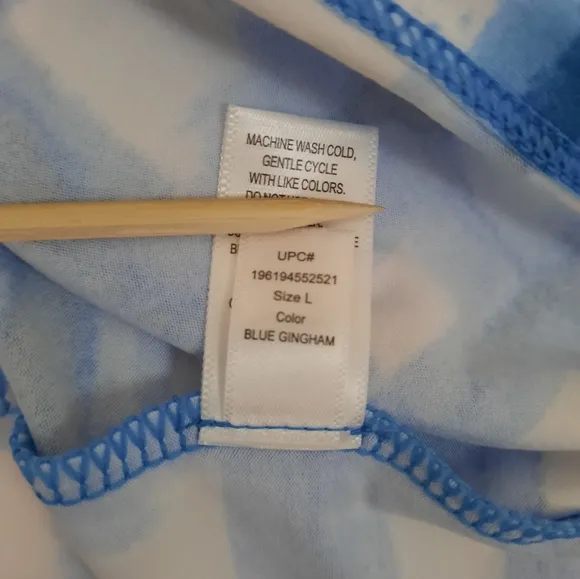 Cuddl Duds Blue Gingham Flexwear Paneled Maxi Dress