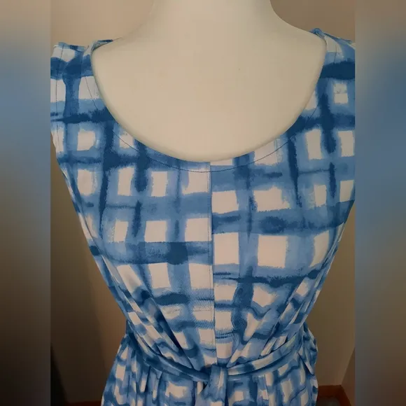 Cuddl Duds Blue Gingham Flexwear Paneled Maxi Dress