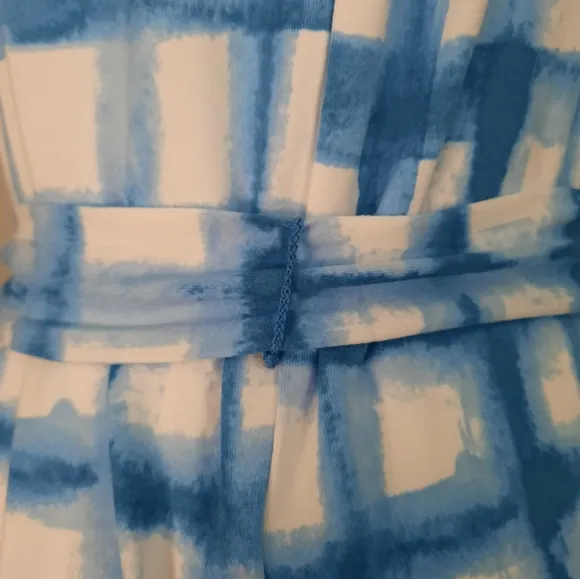 Cuddl Duds Blue Gingham Flexwear Paneled Maxi Dress