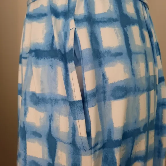 Cuddl Duds Blue Gingham Flexwear Paneled Maxi Dress