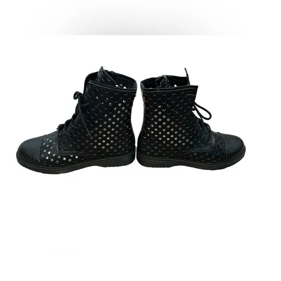 Cult perforated See-through ankle combat boots goth size 39 / 8.5 NWOT