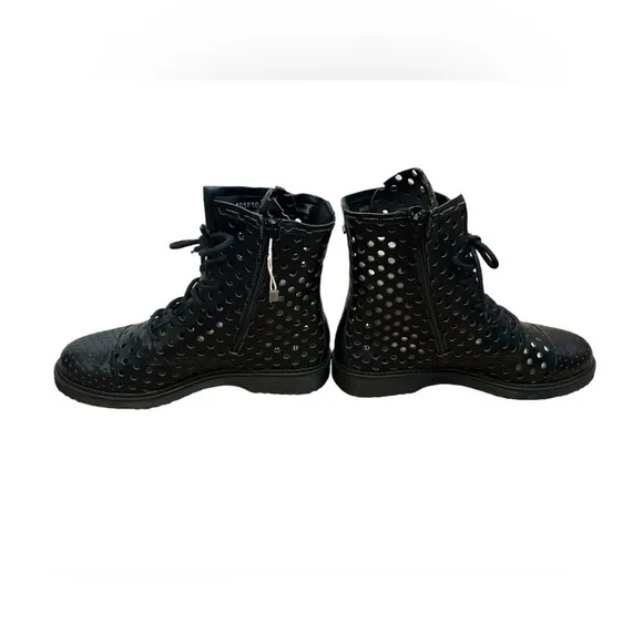 Cult perforated See-through ankle combat boots goth size 39 / 8.5 NWOT
