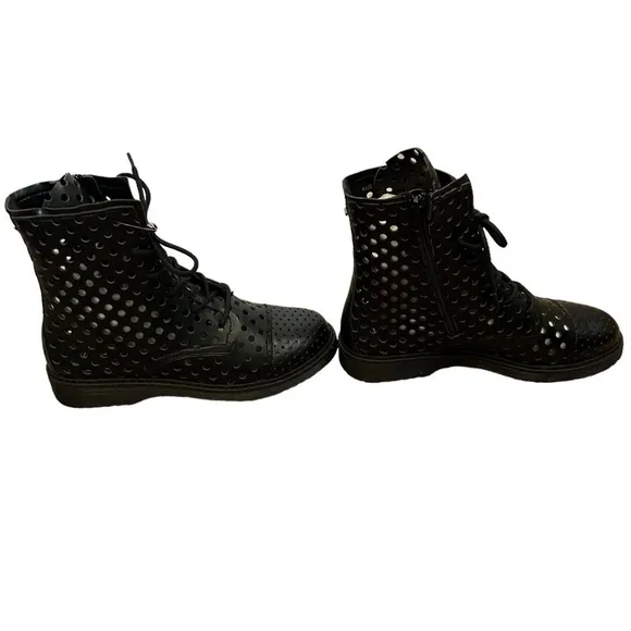 Cult perforated See-through ankle combat boots goth size 39 / 8.5 NWOT