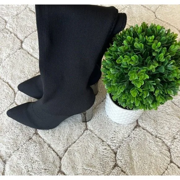 DAIMARAN Lima Women's Long Boots Knee High Boots Black Metal Heel High Size 9