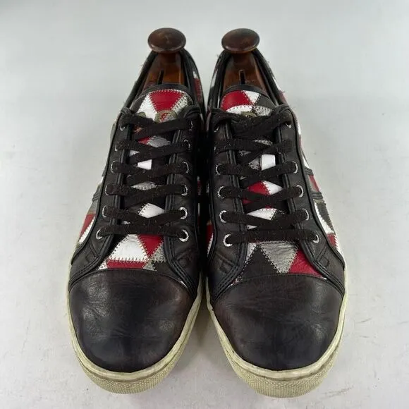 D&amp;G Dolce &amp; Gabbana Men's Sneakers US 10 Brown Patchwork Low-Top Flat Shoes