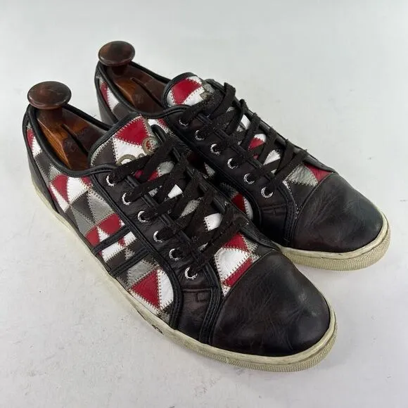 D&amp;G Dolce &amp; Gabbana Men's Sneakers US 10 Brown Patchwork Low-Top Flat Shoes