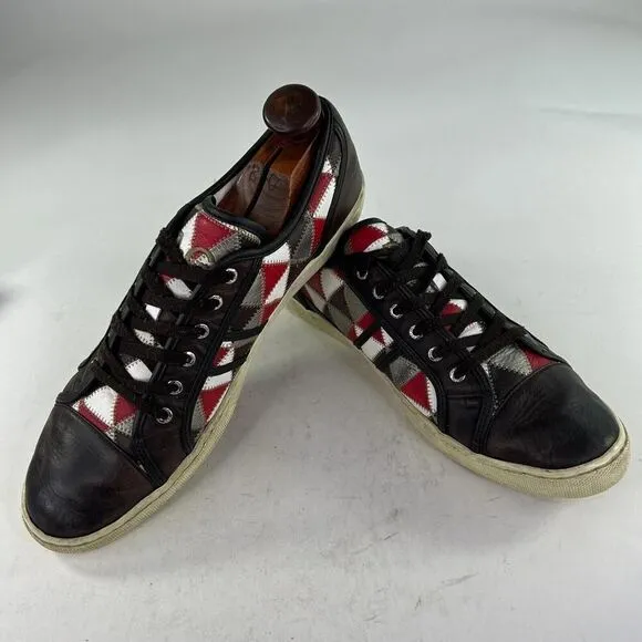 D&amp;G Dolce &amp; Gabbana Men's Sneakers US 10 Brown Patchwork Low-Top Flat Shoes