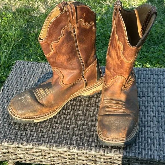 Dan Post Brown Cowboy Western Boots with Leather and Stitching