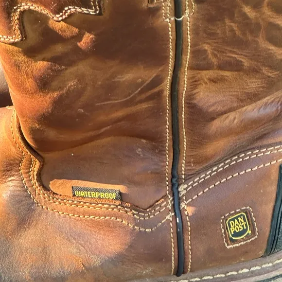 Dan Post Brown Cowboy Western Boots with Leather and Stitching