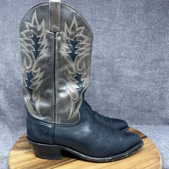 DAN POST Cowboy Western Boots 16809 Leather Black Brown Men's Sz 9 EW EXTRA WIDE