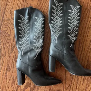 DANIEL X DIAMOND $495 Black Napa Leather Rhinestone Embellished Women's Boots 11