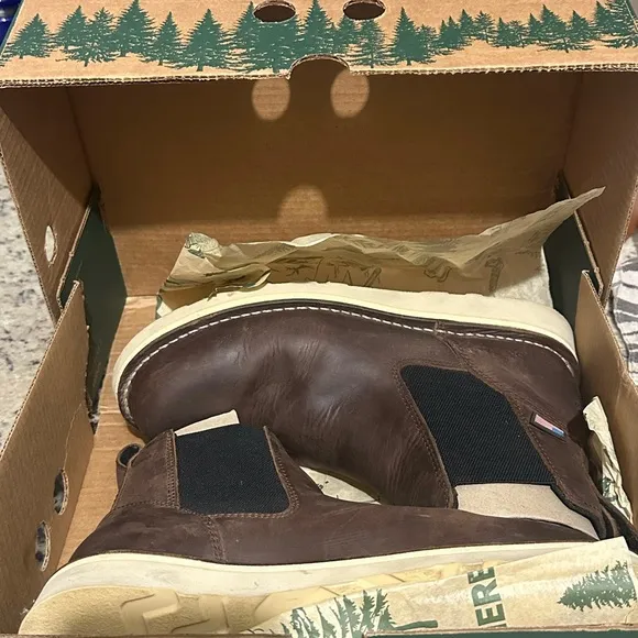 Danner Brown Leather Chelsea Boots with Wedge Sole