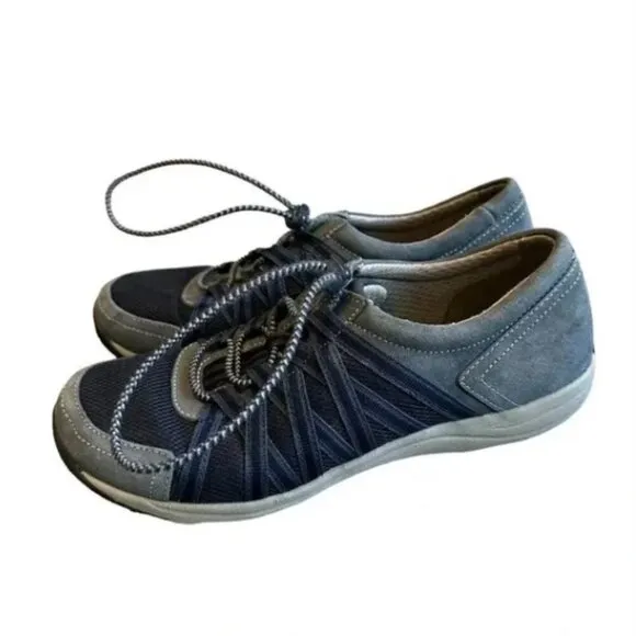 Dansko Henriette Navy Suede Leather Comfort Sneaker Walking Shoes 8.5 Women's