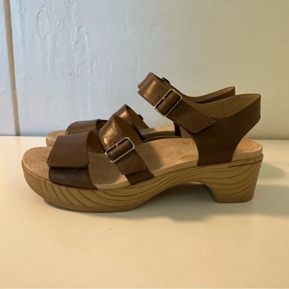 Dansko Malena Brown Leather Strappy Fully Adjustable Sandals Euro Size 41