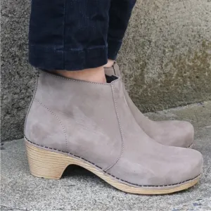 Dansko Maria Milled Nubuck Leather Clog Boots Taupe Grey Size 39 US 8.5 - 9