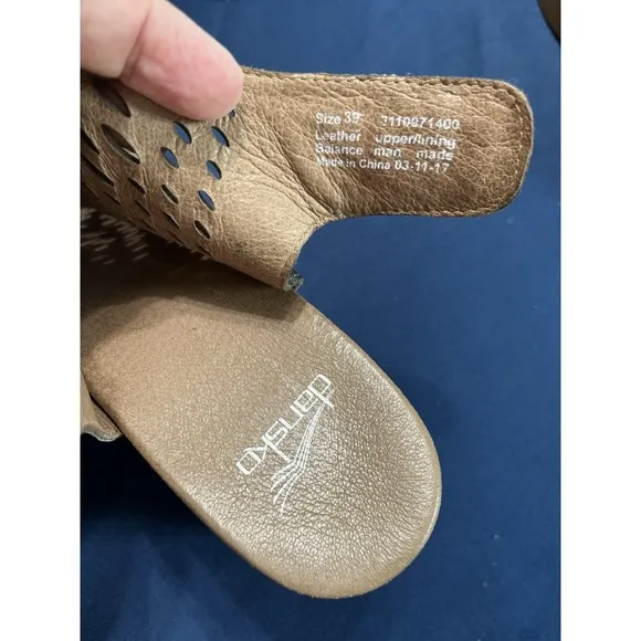 Dansko Sandal Block Heel Platform Leather 8.5-9, 39 Danae Pewter Shoes