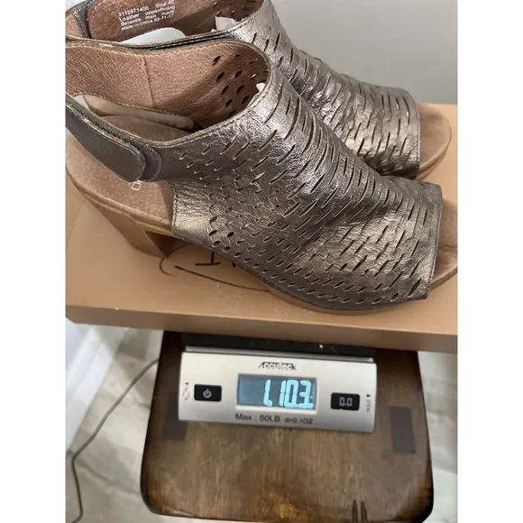 Dansko Sandal Block Heel Platform Leather 8.5-9, 39 Danae Pewter Shoes